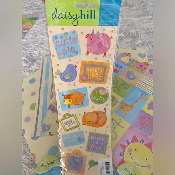 🍼 DAISY HILL “SWEET BABY” STICKERS & SCRAPBOOK PAPER BUNDLE. RETIRED DESIGN! - Picture 2 of 7